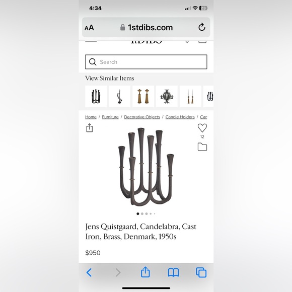 Vintage Jens Quistgaard Candle Holder, Denmark 1950s Candleabra Cast Iron, Rare - Picture 13 of 13